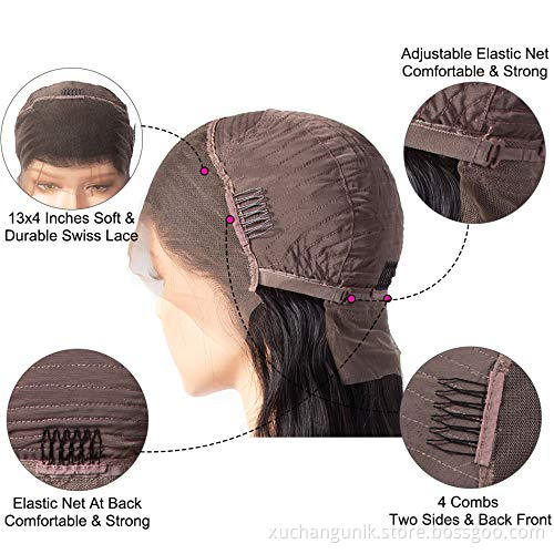 Factory Wholesale Human Hair Wigs Super Yaki Straight Brazilian Hair 13*4 Lace Front Wig 360 Swiss Lace Frontal with Baby Hair